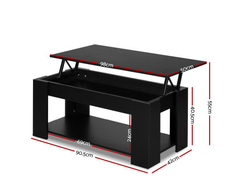 Coffee Table with Lift Up Top - Black