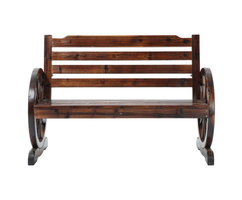 Wooden Wagon Wheel Bench - Brown