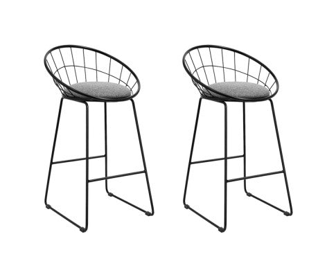 2PC Black & Grey Bar Stool Set