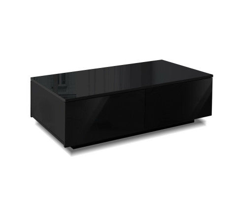 4 Drawer High Gloss Modern Coffee Table - Black