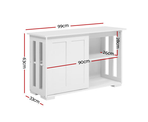 Sliding Door Buffet Cabinet - White