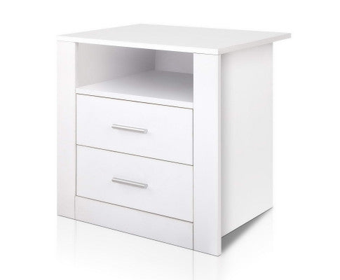 2 Drawer Bedside Table - White