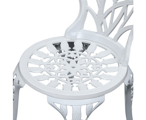 3PC Cast Aluminium Outdoor Setting - White