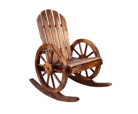 Wooden Wagon Wheel Rocking Chair