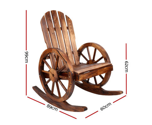 Wooden Wagon Wheel Rocking Chair